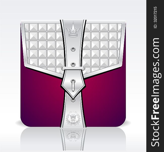 Folder icon with crown leaves silver red colors