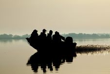 Silhouetted Boat Going Down The River Royalty Free Stock Photos Silhouetted Boat Going Down The River Royalty Free Stock Photos