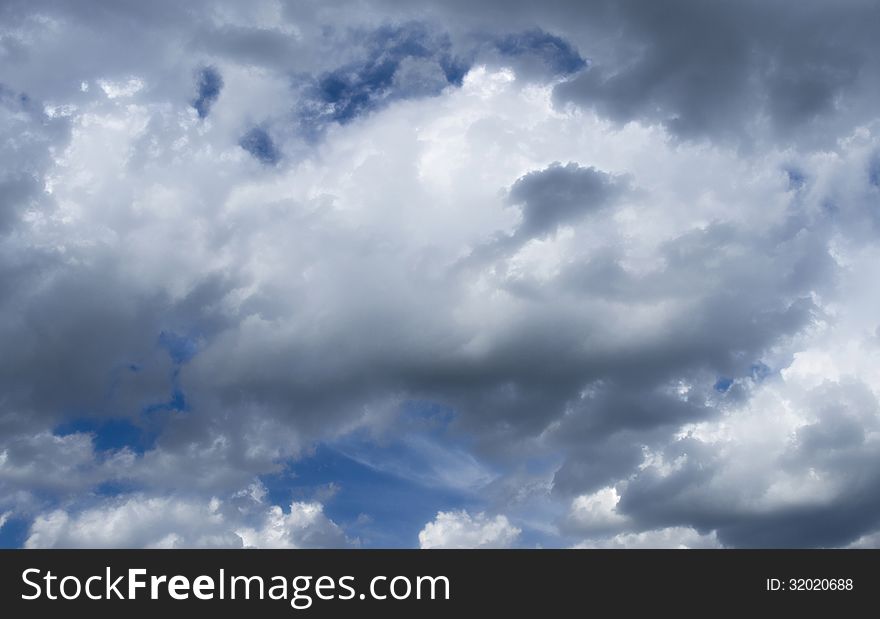 Fluffy Cloudy Blue Sky Scape