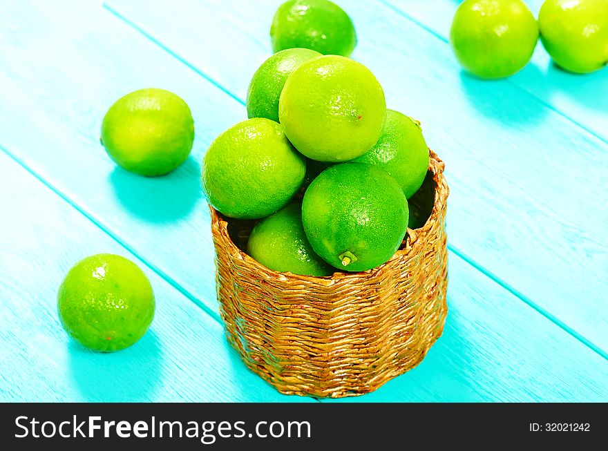 Lime fruit in a basket. Lime fruit in a basket
