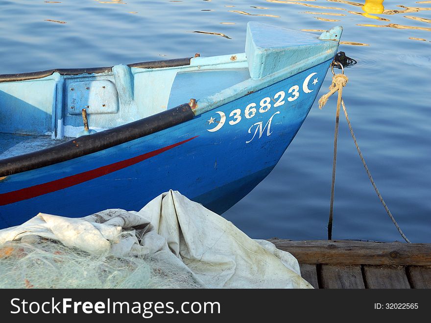 Fishing boat in Acre Akko Port Israel