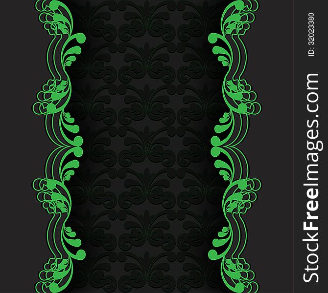 Abstraction dark background with green floral elements. Vector illustration. Abstraction dark background with green floral elements. Vector illustration