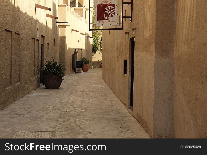 The street of one of the old part of Dubai. The street of one of the old part of Dubai