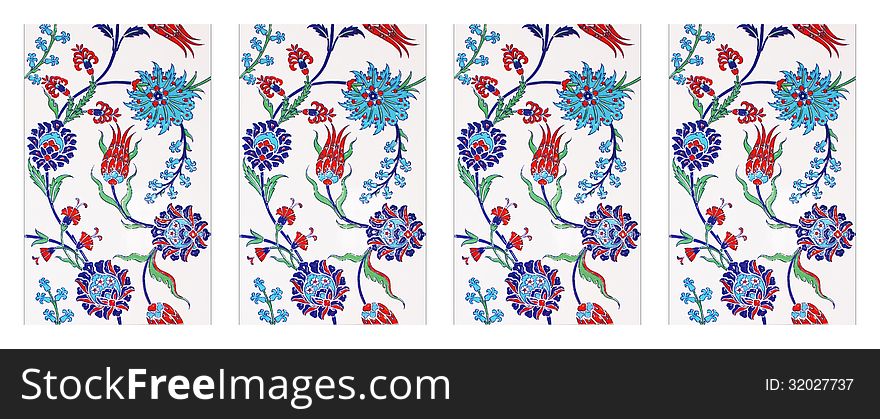 Classical Turkish (Ottoman) Wall Tiles,Collage. Classical Turkish (Ottoman) Wall Tiles,Collage