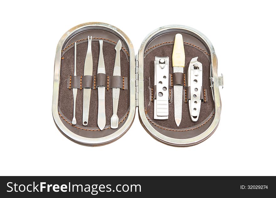 Tools of a manicure set, isolated on white background.