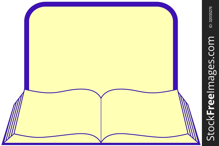 Icon with open book with frame and place for text