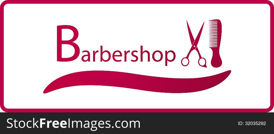 Barbershop symbol with comb and scissors