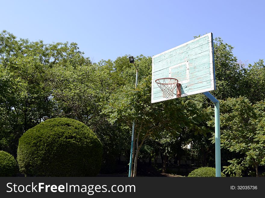 Old basketball hoop in the park