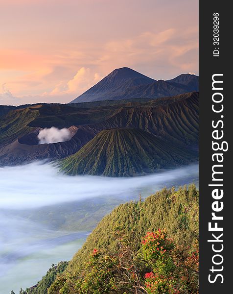 Bromo Mountain in Tengger Semeru National Park at sunrise, East Java, Indonesia. Bromo Mountain in Tengger Semeru National Park at sunrise, East Java, Indonesia