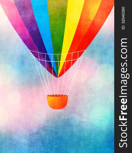 Colorful illustration of hot air balloon of different colors.