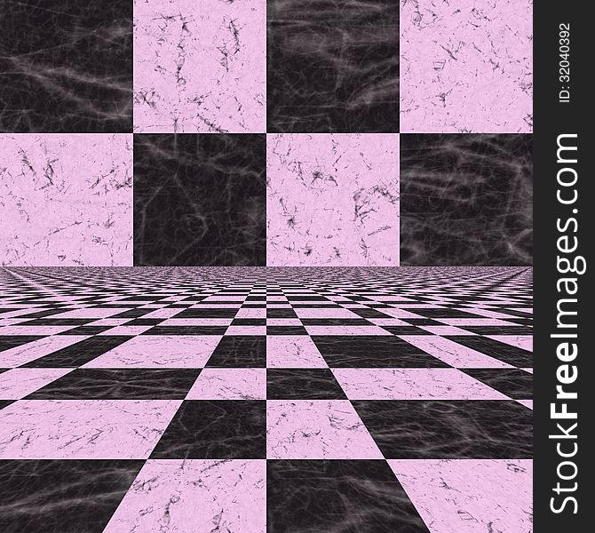 Abstract checkered background of lilac color with perspective effect. Abstract checkered background of lilac color with perspective effect.