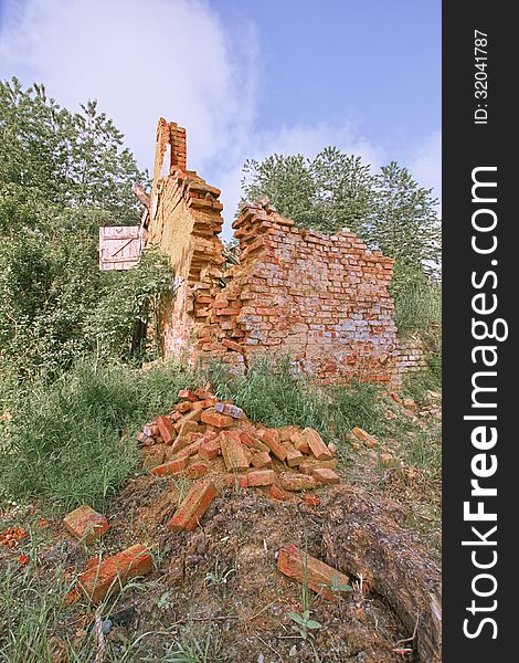 Ruined old house made of bricks. Ruined old house made of bricks