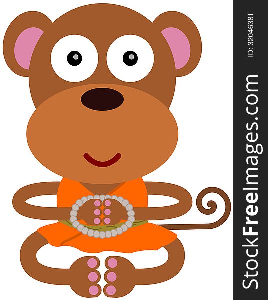 An illustration of a meditating monk monkey