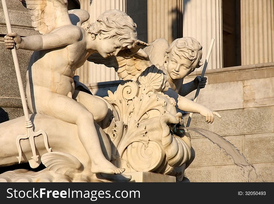 Pallas-Athena-Brunnen Fountain of the Austrian Parliament in Vienna, Austria