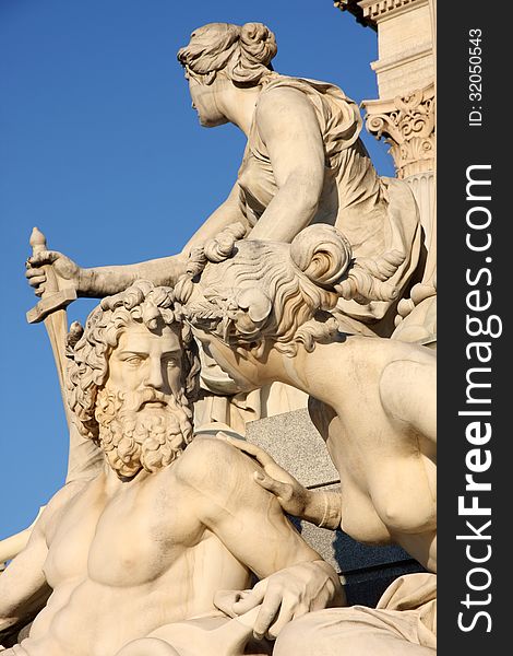 Pallas-Athena-Brunnen Fountain in front of the Austrian Parliament in Vienna, Austria