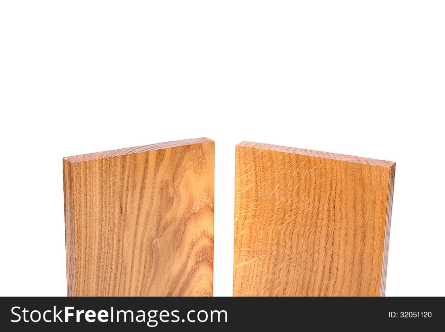 Top two vertical boards (acacia, oak) on a white background. Top two vertical boards (acacia, oak) on a white background