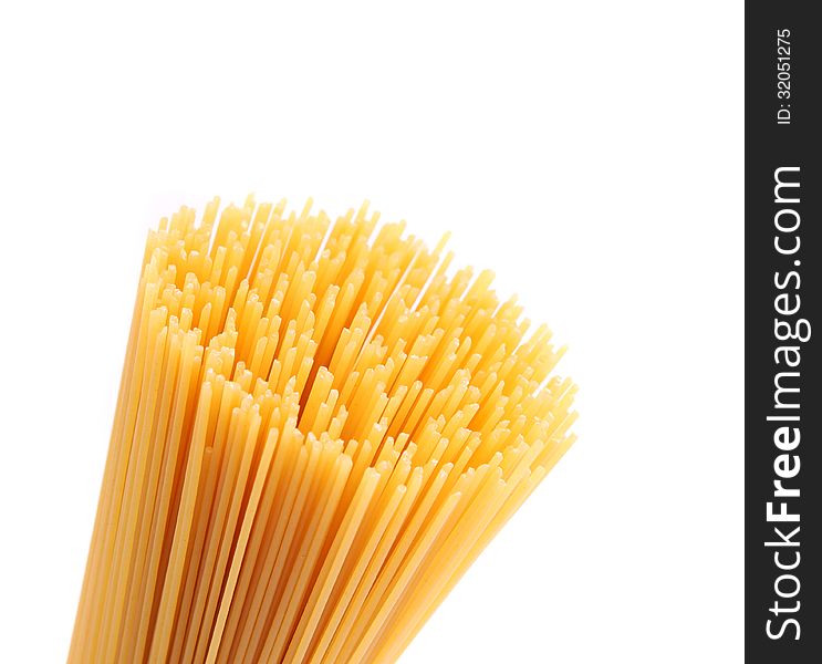 Closeup top bunch spaghetti on a white background. See my other works in portfolio.