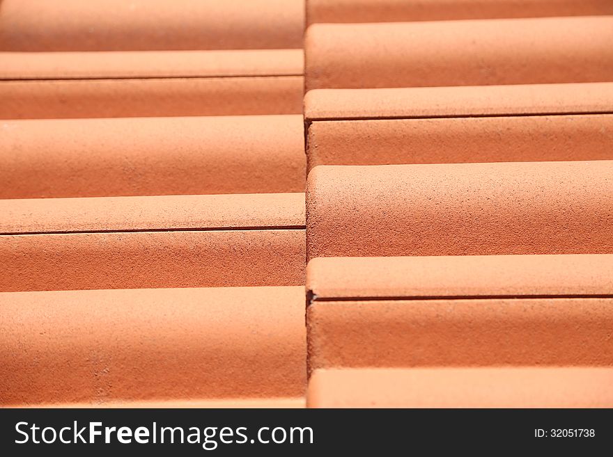 Close Up Of Red Roof Tiles.