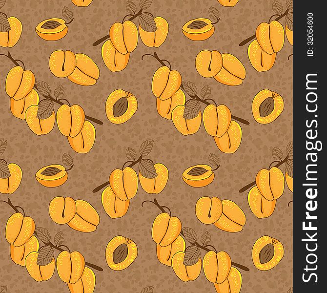 Vector Seamless Pattern With Apricot