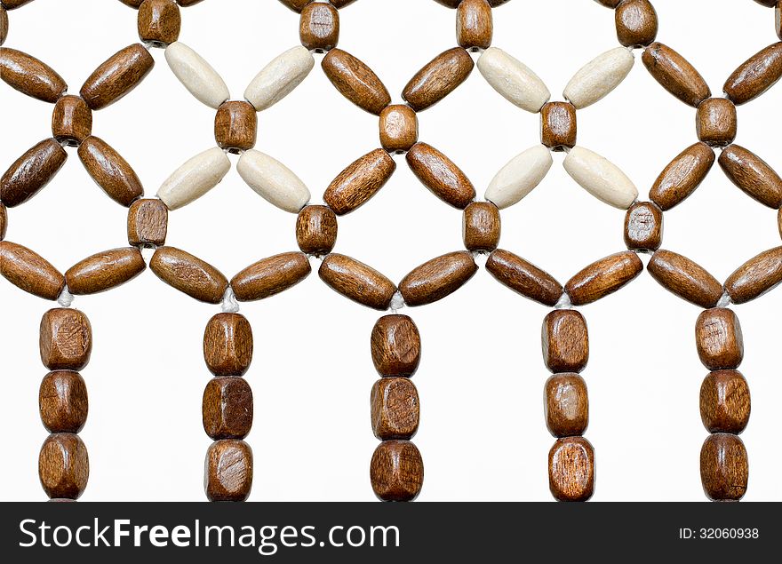 Wood bead curtain closeup. Wood bead curtain closeup