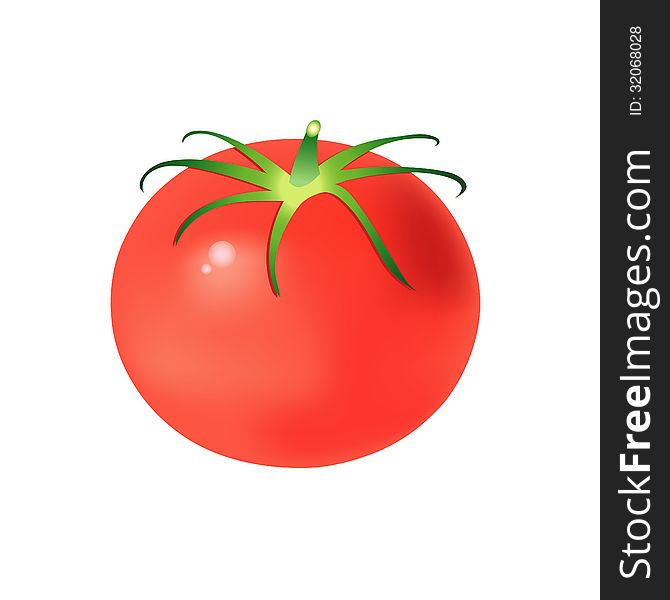 Bright juicy tomato on a white background. Bright juicy tomato on a white background