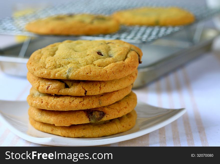 Fresh baked Stack of warm cookies.
