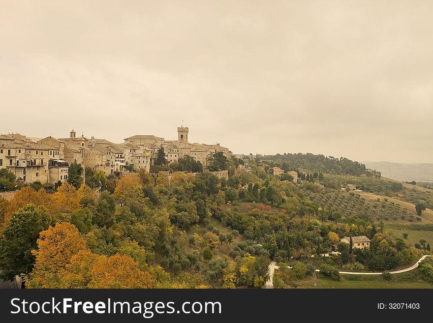 Medieval town on a hill in Tuscany, Italy