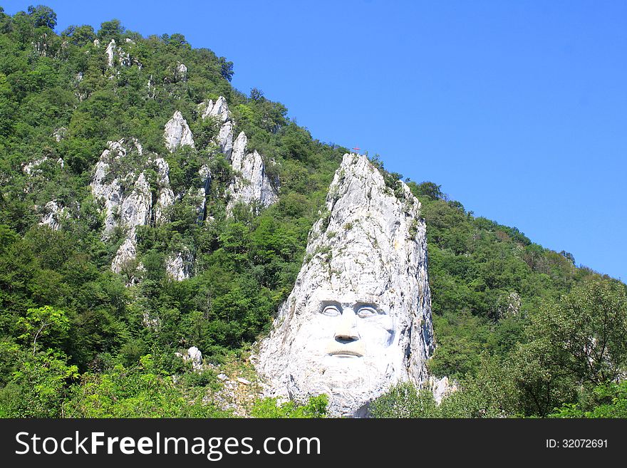 Decebal carved in the mountains