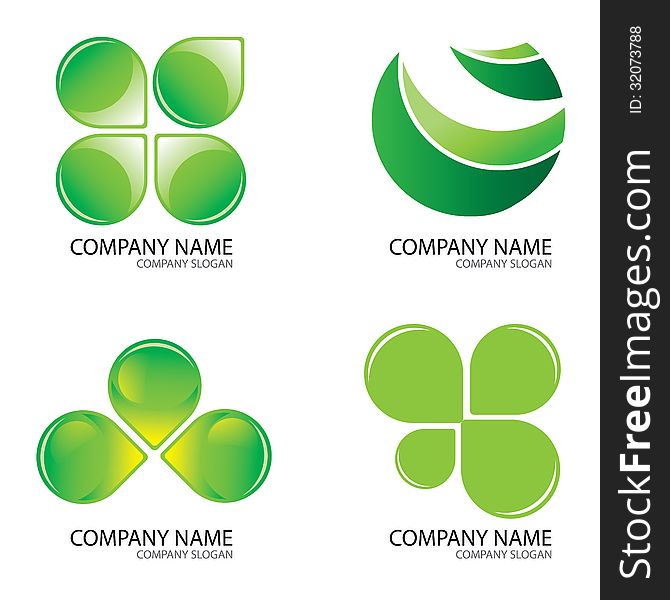 Set Of Green Logo Design Concepts. Set Of Green Logo Design Concepts