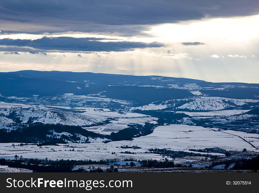 Romanian hills in winter time