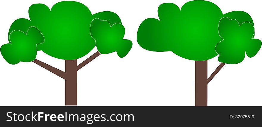Vector tree for illustration with gradation background, on white