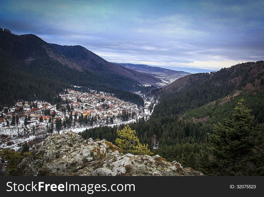 Village in winter time