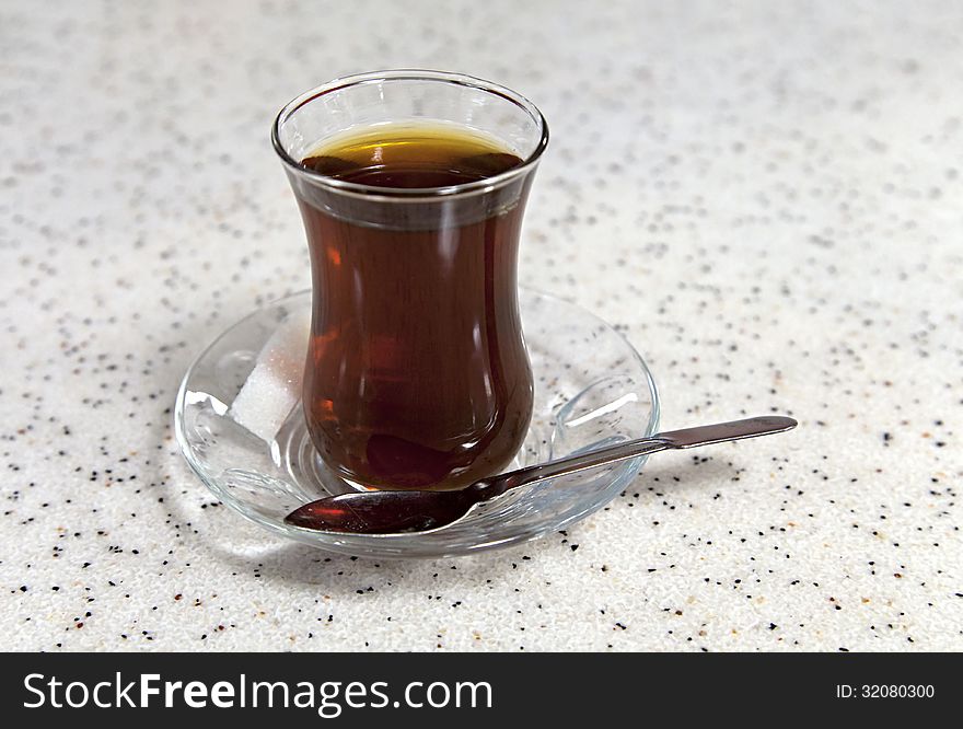 Turkish tea served in a small glass called armud