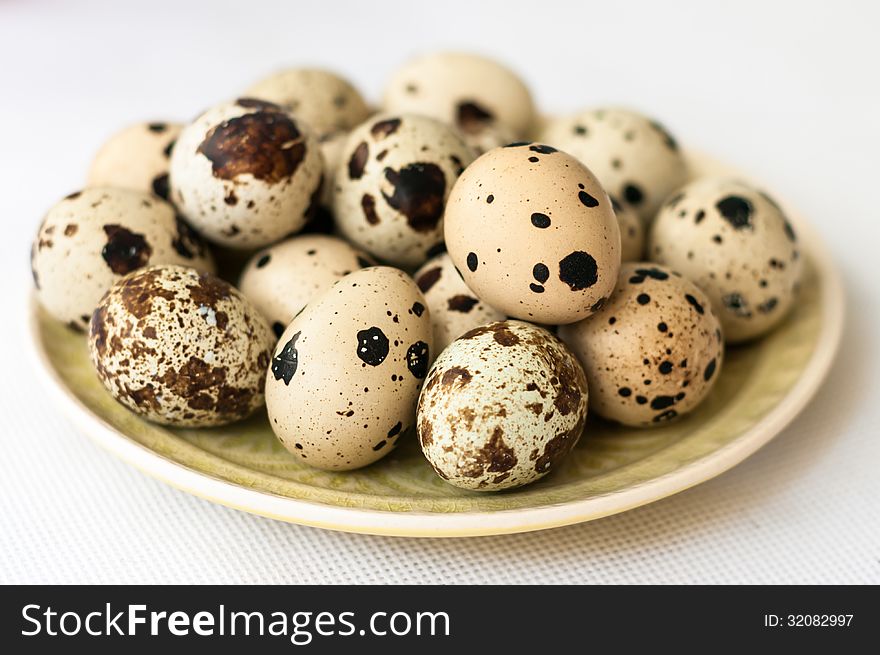 A plate with quail eggs