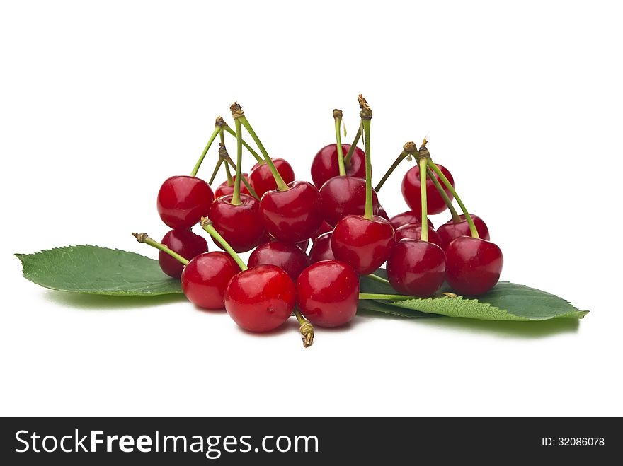 Sweet red cherries on white. Sweet red cherries on white