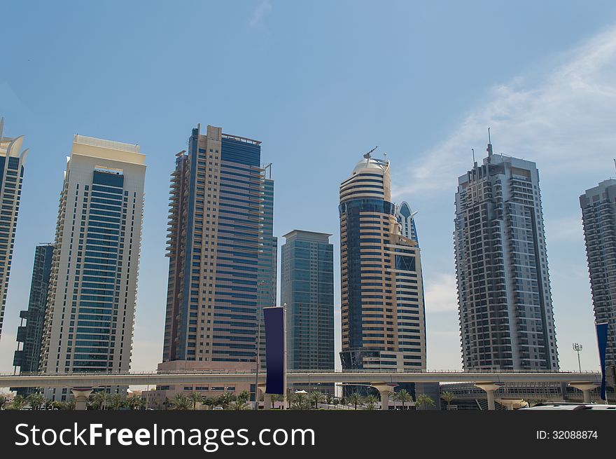 Business district of Dubai, modern buildings