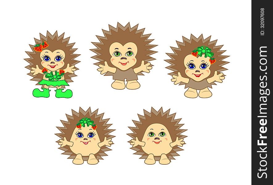 Funny Hedgehogs Vector