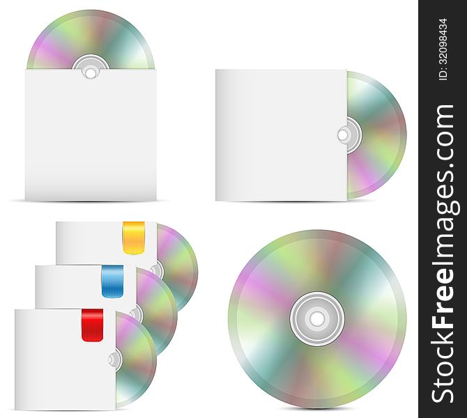 Set of disks in packages on a white background