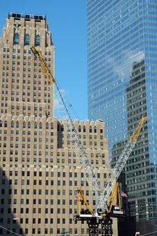 Two Cranes At Ground Zero Royalty Free Stock Photography Two Cranes At Ground Zero Royalty Free Stock Photography