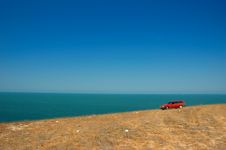 Red Car On The Slope Stock Photos Red Car On The Slope Stock Photos