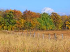 Barbwire Fence In Autumn Royalty Free Stock Photography Barbwire Fence In Autumn Royalty Free Stock Photography