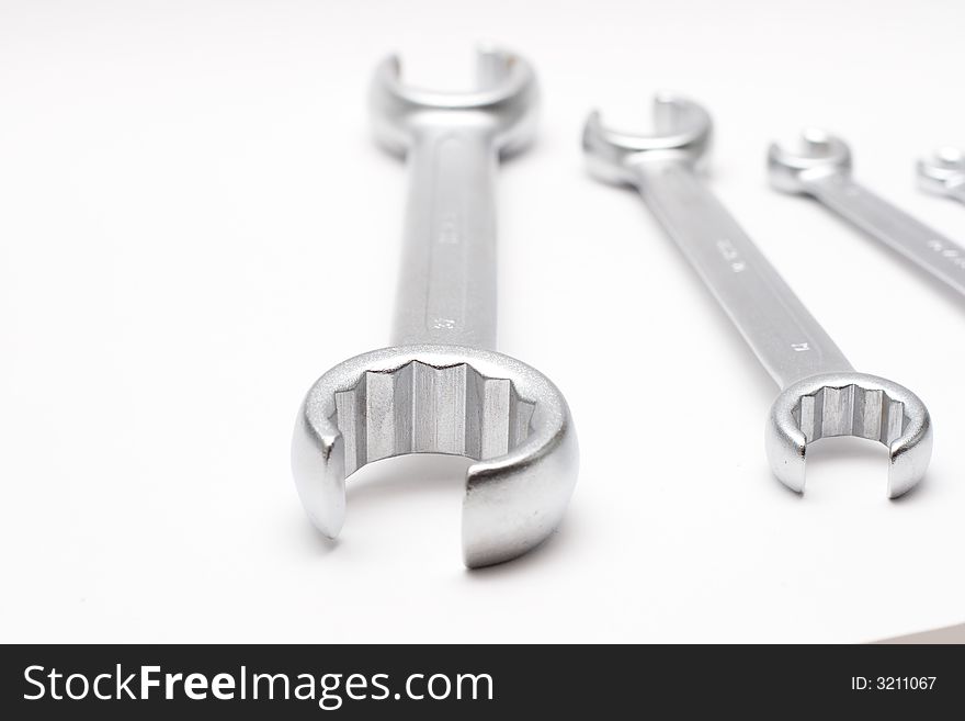 Wrenches isolated on semi-white background