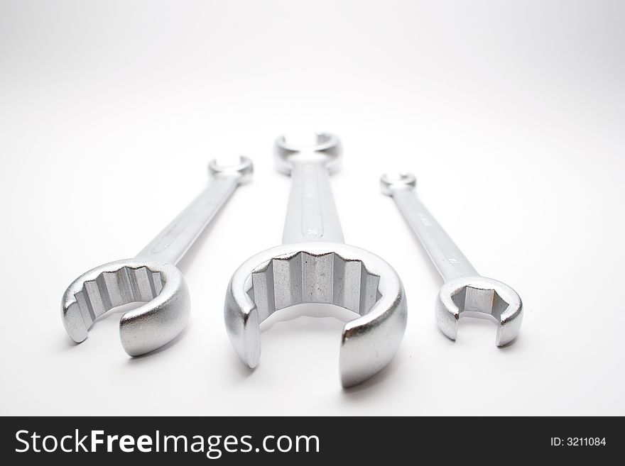 Wrenches isolated on semi-white background