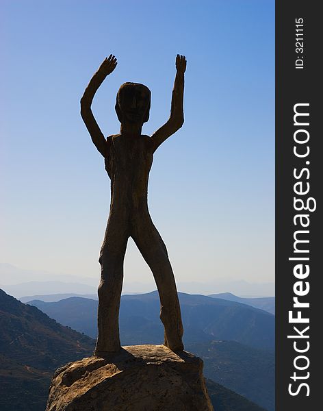 Homo sapiens sculpture in high mountains