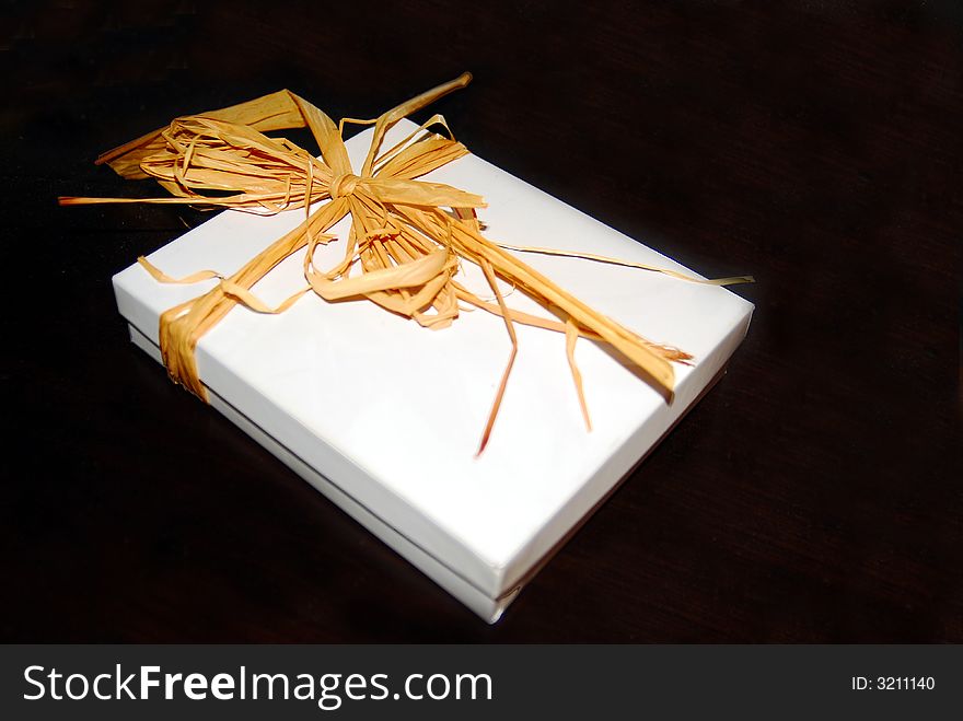 White Gift Box tied with a Straw Bow
