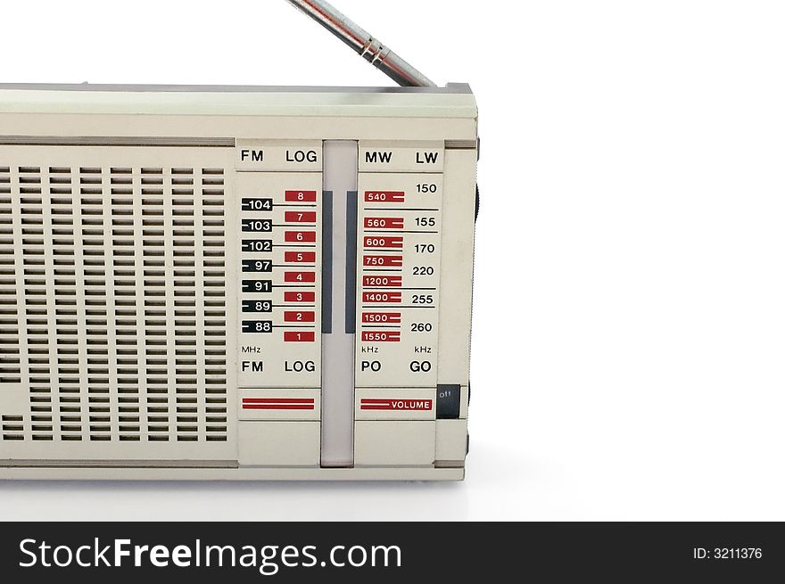 Old FM radio on white background. Old FM radio on white background