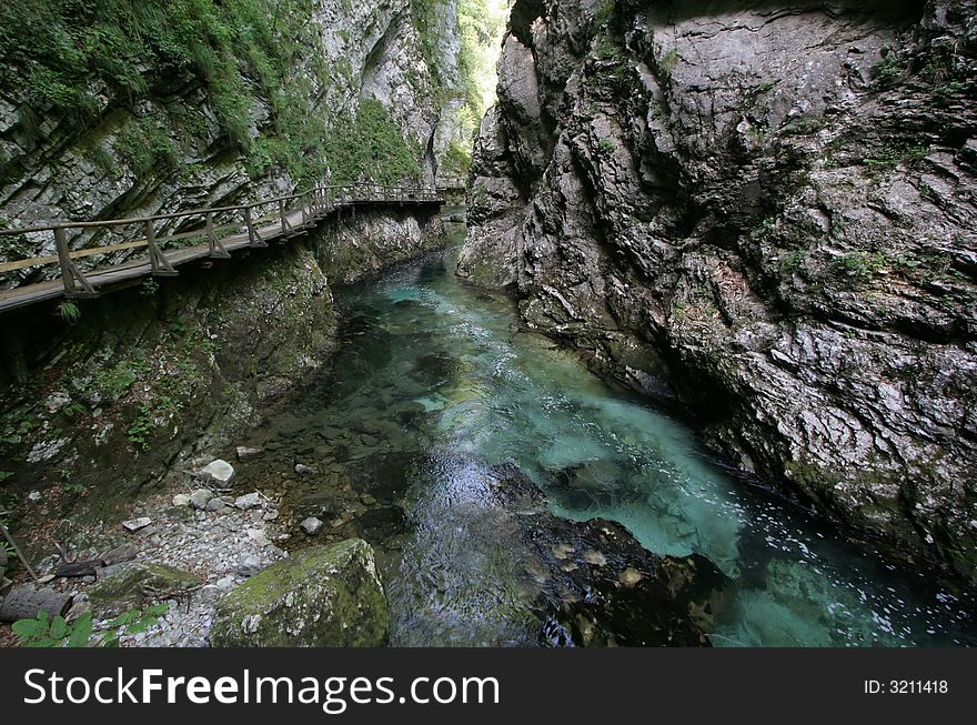 The gorge of mountain river