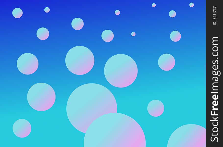 An Abstract Illustration Depicts Floating Pink Bubbles in a Blue Sky. An Abstract Illustration Depicts Floating Pink Bubbles in a Blue Sky.