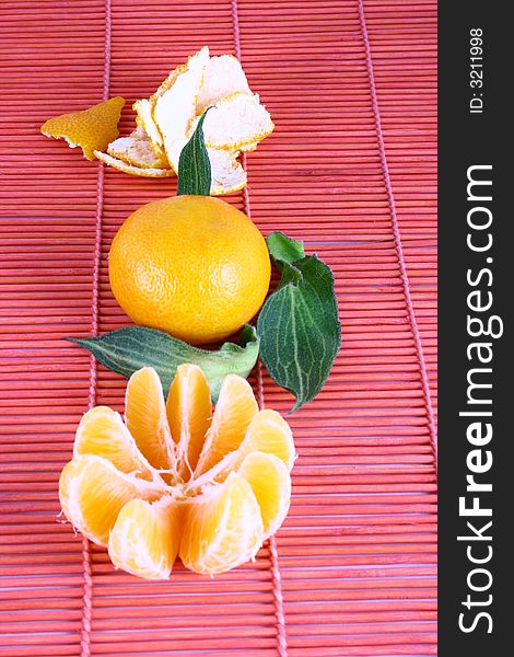 Orange Ripe tangerines on a white background