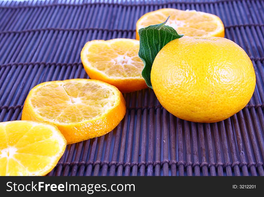 Orange Ripe tangerines on a white background